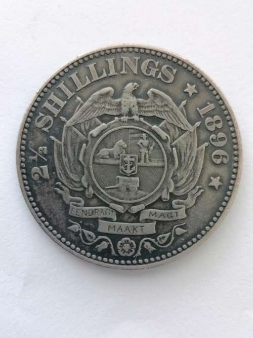 1896 ZAR Silver Coin  Two and a half Shillings