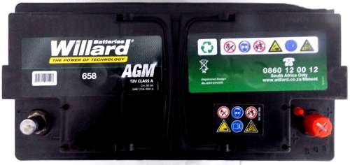 658 AGM WILLARD BATTERY - FREE ON-SITE FITMENT