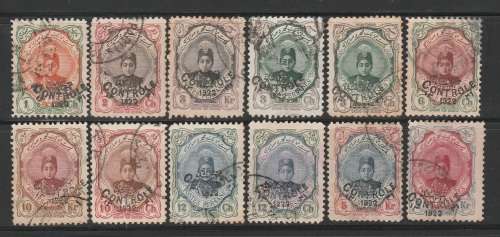 Persia / Iran 12 used stamps overprinted Control as scan