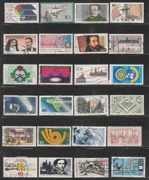 Germany good page lot of 24 used stamps,some have hinge remains on the back as scan C
