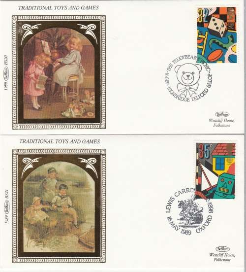 Great Britain Benham Silk first Day Covers `Traditional Toys and Games` set of 4 as scans
