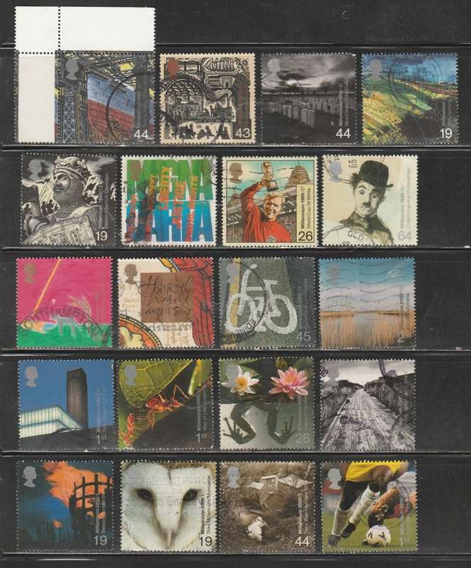 Great Britain 40 used Millennium Commemoratives as scans
