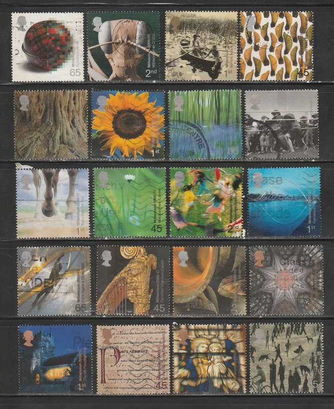 Great Britain 40 used Millennium Commemoratives as scans