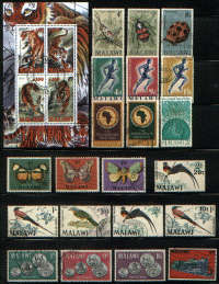 Malawi good 2 page lot of 52 stamps as scans includes min sheet