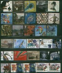 Great Britain good 4 page lot of over 115 stamps as scans