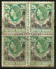 Northern Rhodesia SACC No 71 2sh and 6d QE2 block of 4 as scan