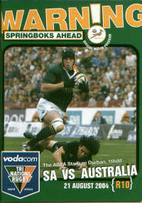 2004 Programme Boks V Australia Tri nations Signed inside by John Smit