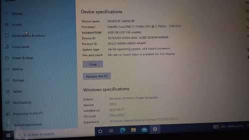 DELL GBR55L2,7TH GEN, CORE i7, 500GB  SSD, 4GB RAM,WIFI, CAM, WIN 10 PRO,