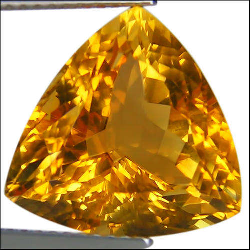 11.9 ct GOLDEN YELLOW TRILLION CHECKERBOARD CUT CITRINE Gemstone