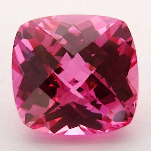 20.32 ct  SPARKLING FLAMINGO PINK CUSHION CKECKERBOARD CUT TOPAZ GEMSTONE