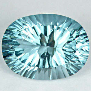 18.05 ct CONCAVE OVAL CUT BLUE GREEN AQUAMARINE GEMSTONE