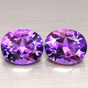 PAIR** 8.17 ct LAVENDER COLOUR CHANGING OVAL CUT AMETHYST GEMSTONE