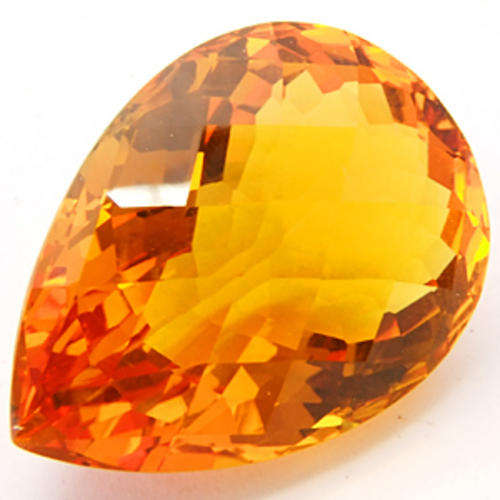 HUGE 37.55 ct GOLDEN YELLOW PEAR CHECKERBOARD CUT  CITRINE Gemstone