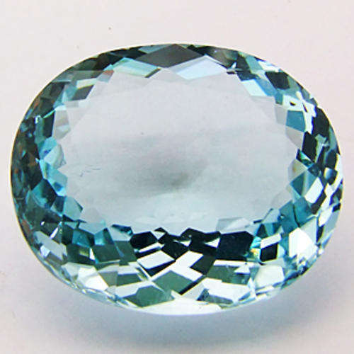 25.03 ct  AQUAMARINE BLUE FACET OVAL CUT QUARTZ GEMSTONE