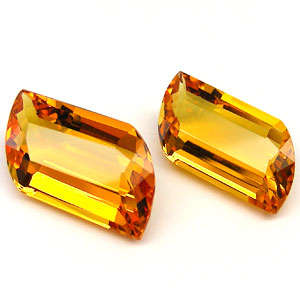 ~~PAIR~~ *19.75 ct FANCY BARREL SHAPE TOP ORANGE CITRINE* GEMSTONES