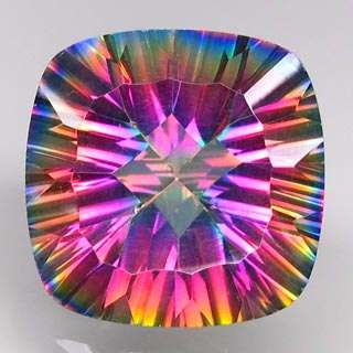 15.3 ct.NATURAL TOP MULTI COLOUR RAINBOW MYSTIC TOPAZ - CUSHION MILLENNIUM CUT