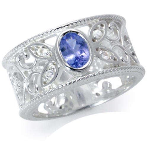 Nature's Magic Collection - Natural Tanzanite 925 Sterling Silver Filigree Ring Size 9
