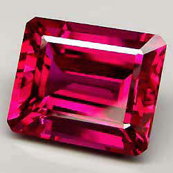34.49 ct  DAZZLING~ EMERALD CUT BLOOD RED TOPAZ Gemstone