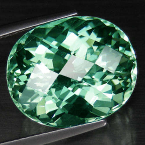 BRILLIANT 12.6 ct OVAL CHECKERBOARD CUT GREEN AMETHYST Gemstone - Prasiolite