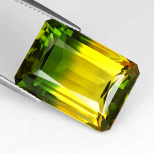 18.70 ct CHARMING GREEN & YELLOW QUARTZ EMERALD CUT Gemstone