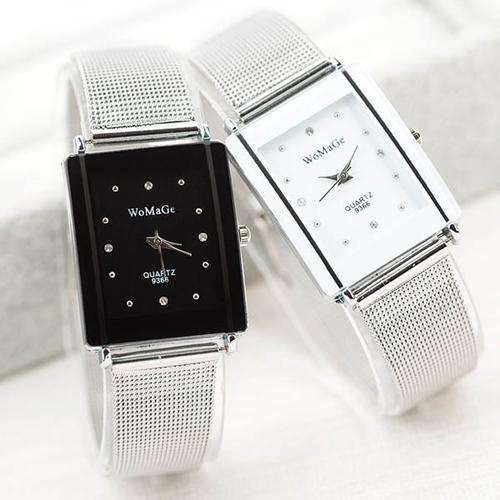 Elegant WoMaGe Simple Rectangle Dial Quartz Movement Wrist Casual Watch for Women