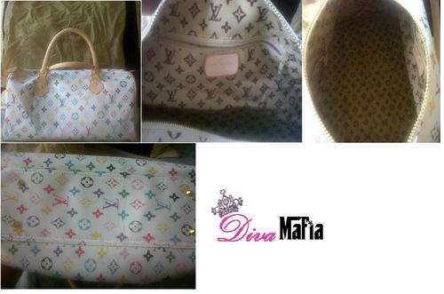 Brand New Gorgeous White Multi-Colour Monogram Speedy Handbag With Dust cover R360