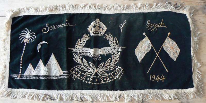 SAAF large souvenir of Egypt 1944 embroidered cloth