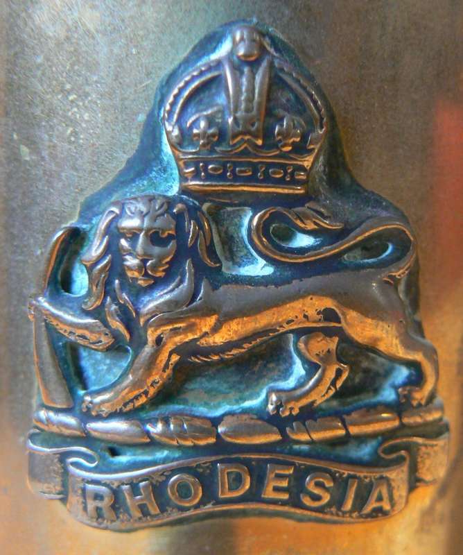 Pair of brass WW2 37mm M16 shell casings 1943, with Rhodesia insignia