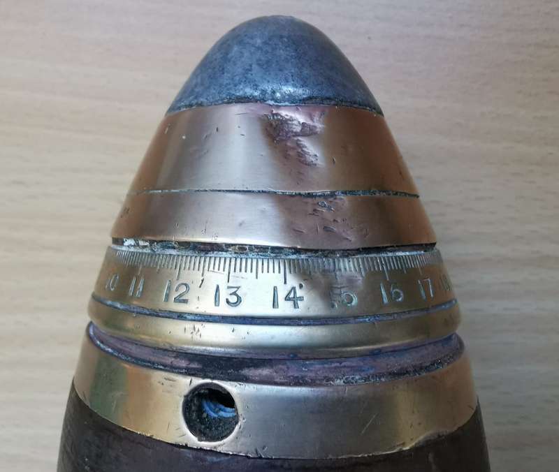 WW1 British 13 Pounder Mk4 75mm shrapnel projectile with #80 Time and Percussion fuze