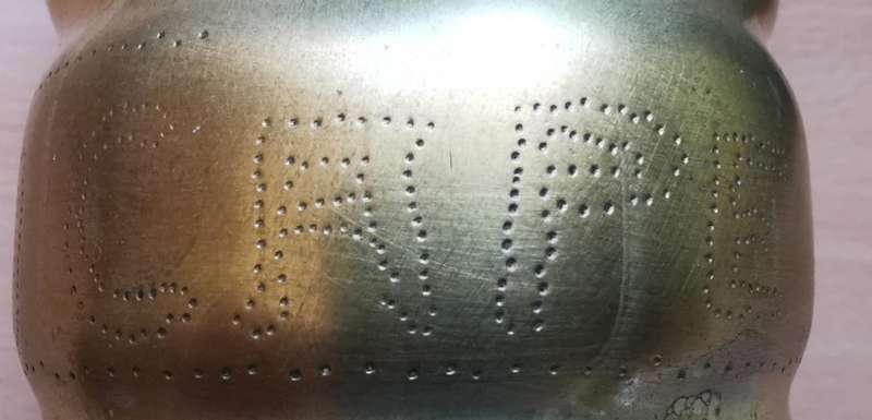 Unique WW1 personalised Cape Corps 1918 trench art on Italian 65/17 mountain gun shell