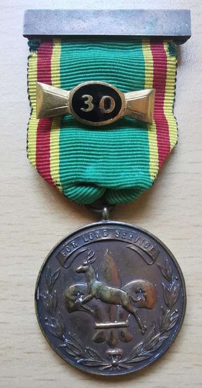 Early Union of South Africa boy scouts long service medal - 30 years service