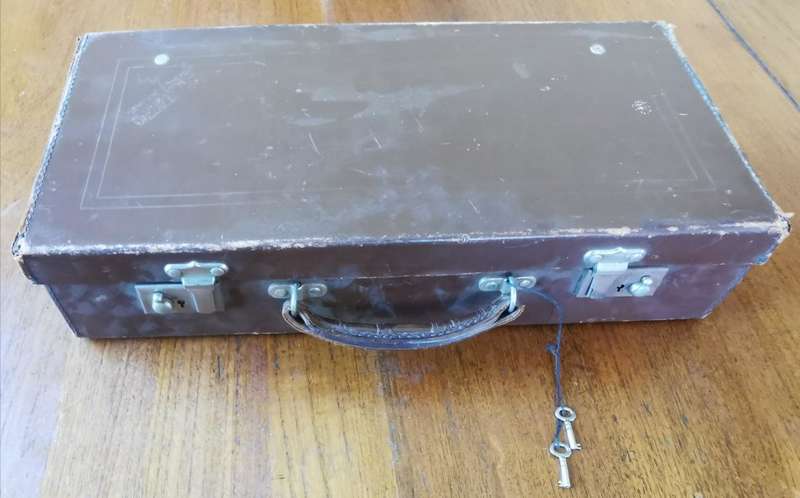 Vintage Ripley and Co large freemason leather case with original keys