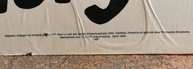 Original used anti-election HNP political poster for the 1994 SA elections