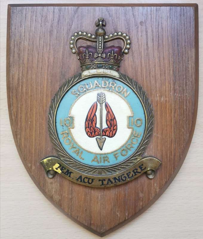 Rare Royal Air Force (RAF) Squadron 10 handpainted plaque queen`s crown