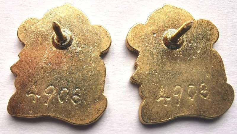 Vintage pair of New Zealand Pukekohe fire brigade lapel pin badges