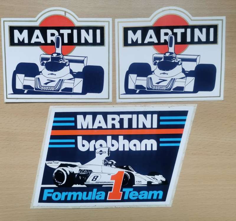 Lot of 3 vintage Martini Racing Formula 1 team car decal stickers