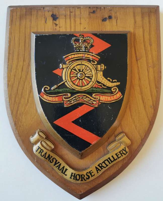 Transvaal Horse Artillery plaque - with Queen`s crown