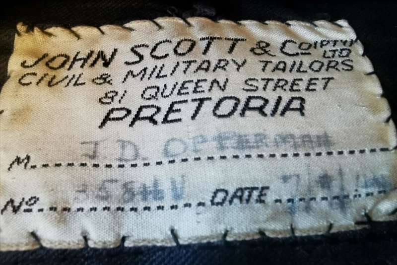 WW2 SA Army Staff Corps officer's side cap, by John Scott of Pretoria, with name tag