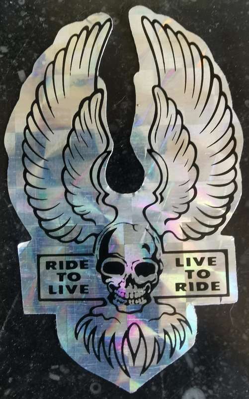 Vintage Harley Davidson flying skull Ride to Live, Live to Ride decal sticker