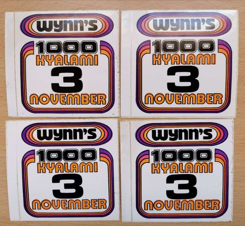 Lot of 4 Wynn`s additives Kyalami 1000km 1984 race day advertising stickers