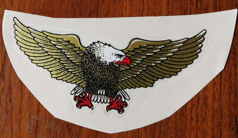 Pair of vintage car body or window eagle decal stickers, with instructions