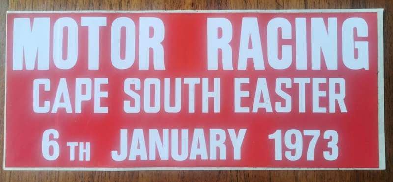 Unused motor racing advertising car decal sticker for Cape South Easter 6 January 1973