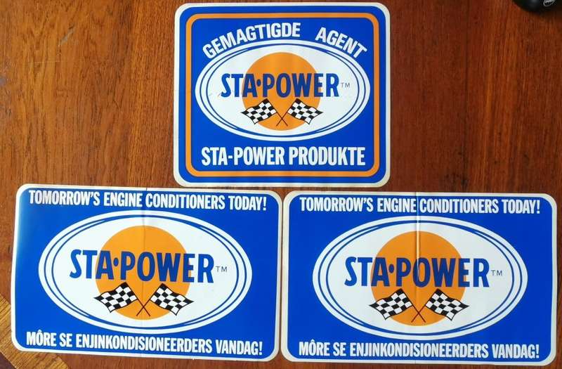 Lot of 3 large Sta-Power Engine Conditioners motor workshop decal stickers