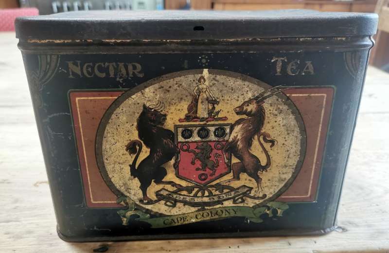 Very rare early 1900s SA Union Nectar Tea tin showing pre-Union colonies