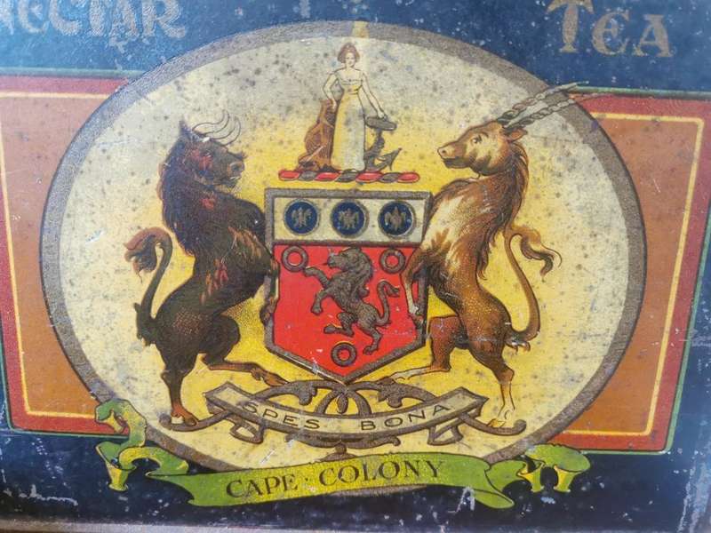 Very rare early 1900s SA Union Nectar Tea tin showing pre-Union colonies