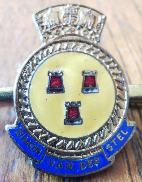 SAS Simon van der Stel ship`s crest lapel badge