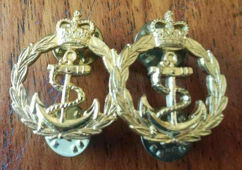 Royal Navy Chief Petty Officer post-WW2 pair of collar badges