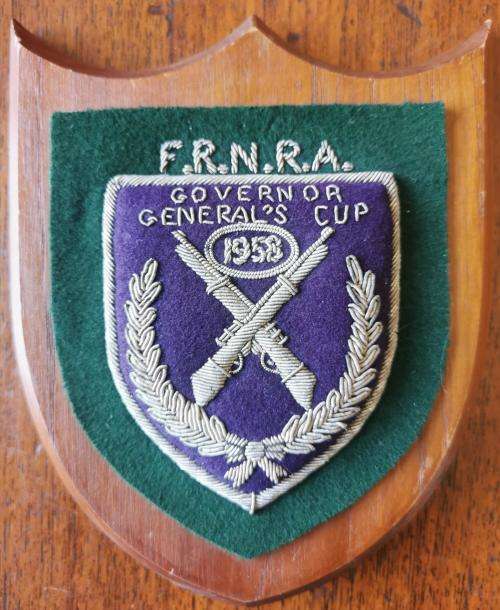 Federation of Rhodesia and Nyasaland Rifle Association (FRNRA) 1958 shooting badge on plaque