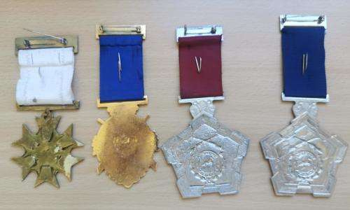 Group of 4 SANRA SANSV shooting medals 1982 to 1988