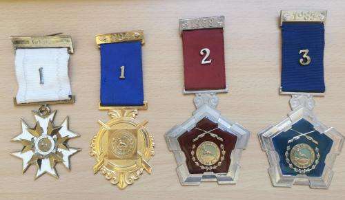 Group of 4 SANRA SANSV shooting medals 1982 to 1988